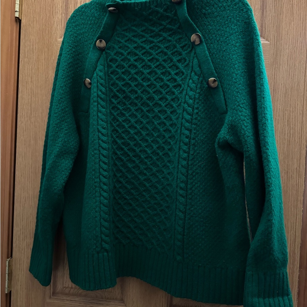 Ann Taylor Emerald Button-Detail Sweater - Picture 2 of 5